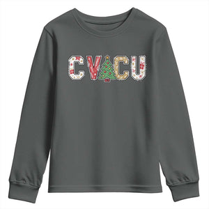 Christmas CVICU Nurse Youth Sweatshirt Cardiovascular Intensive Care Unit Cardiac Nurse TS10 Dark Heather Print Your Wear