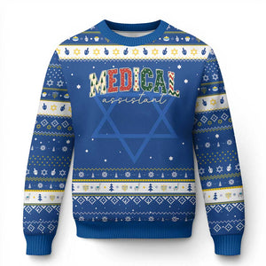 Christmas Medical Assistant Hanukkah Ugly Sweater MA Nurse Grad Gift TS10 Blue White Print Your Wear