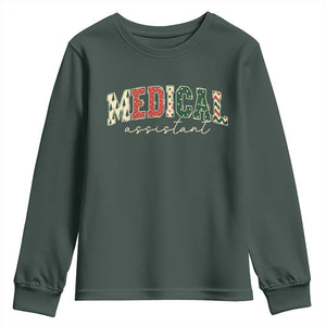 Christmas Medical Assistant Youth Sweatshirt MA Nurse Grad Gift TS10 Dark Forest Green Print Your Wear