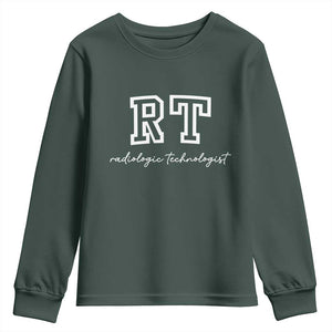 Radiology Technologist Youth Sweatshirt RT Xray Rad Tech Gift TS10 Dark Forest Green Print Your Wear