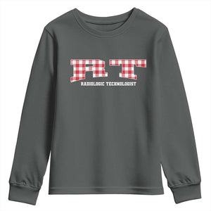 Christmas Radiology Technologist Youth Sweatshirt Buffalo Plaid RT Rad Tech Gift TS10 Dark Heather Print Your Wear