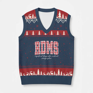 Xmas RDMS V-Neck Knit Sweater Vest Buffalo Plaid Sonographer Ultrasound Tech Gift TS10 Navy Red Print Your Wear