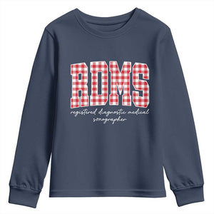 Christmas RDMS Youth Sweatshirt Buffalo Plaid Sonographer Ultrasound Tech Gift TS10 Navy Print Your Wear
