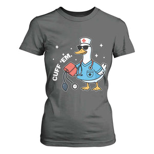 Goose Nurse T Shirt For Women Cuff Em Cute Nursing Graduation Gift TS10 Dark Heather Print Your Wear