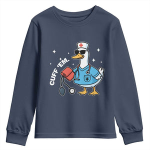 Goose Nurse Youth Sweatshirt Cuff Em Cute Nursing Graduation Gift TS10 Navy Print Your Wear