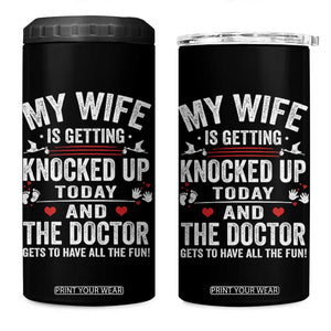 IVF Dad 4 in 1 Can Cooler Tumbler Wife Knocked Up For Embryo Transfer Day TS10 One Size: 16 oz Black Print Your Wear