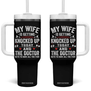 IVF Dad Tumbler With Handle Wife Knocked Up For Embryo Transfer Day TS10 One Size: 40 oz Black Print Your Wear