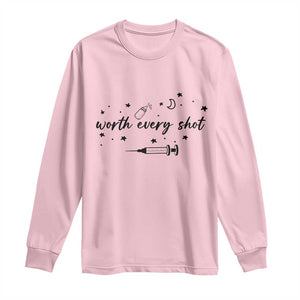 Worth Every Shot Long Sleeve Shirt IVF Baby Pregnancy Announcement TS10 Light Pink Print Your Wear