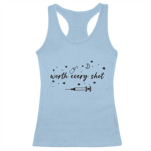 Worth Every Shot Racerback Tank Top IVF Baby Pregnancy Announcement TS10 Light Blue Print Your Wear