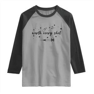 Worth Every Shot Raglan Shirt IVF Baby Pregnancy Announcement TS10 Sport Gray Black Print Your Wear