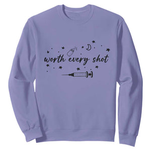 Worth Every Shot Sweatshirt IVF Baby Pregnancy Announcement TS10 Violet Print Your Wear