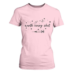 Worth Every Shot T Shirt For Women IVF Baby Pregnancy Announcement TS10 Light Pink Print Your Wear