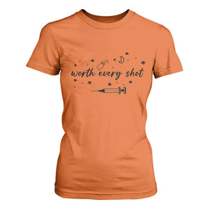 Worth Every Shot T Shirt For Women IVF Baby Pregnancy Announcement TS10 Orange Print Your Wear