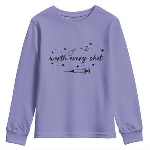 Worth Every Shot Youth Sweatshirt IVF Baby Pregnancy Announcement TS10 Violet Print Your Wear