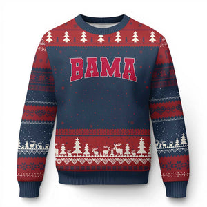 Vintage Bama Ugly Christmas Sweater Retro Varsity Alabama Football Lover AL State TS10 Navy Red Print Your Wear