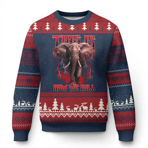 Alabama Fan Ugly Christmas Sweater This Is How We Roll Bama Mascot Game Day TS10 Navy Red Print Your Wear