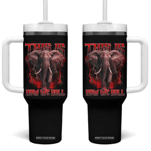 Alabama Fan Tumbler With Handle This Is How We Roll Bama Mascot Game Day TS10 One Size: 40 oz Black Print Your Wear