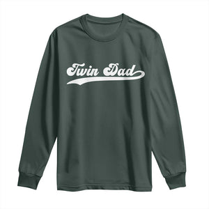 Twin Dad Long Sleeve Shirt Vintage Retro Style Fathers Day Presents TS10 Dark Forest Green Print Your Wear