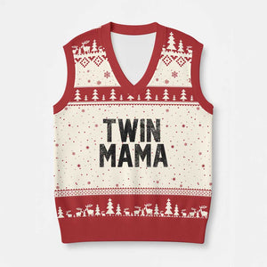 Twin Mama V-Neck Knit Sweater Vest Pregnancy Announcement New Mom Mothers Day Gift TS10 Beige Red Print Your Wear