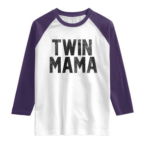 Twin Mama Raglan Shirt Pregnancy Announcement New Mom Mothers Day Gift TS10 White Purple Print Your Wear