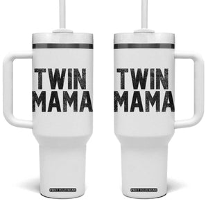 Twin Mama Tumbler With Handle Pregnancy Announcement New Mom Mothers Day Gift TS10 One Size: 40 oz White Print Your Wear