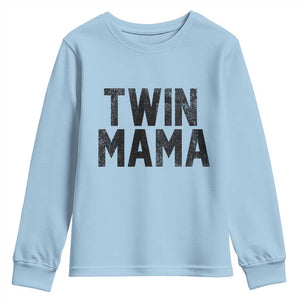 Twin Mama Youth Sweatshirt Pregnancy Announcement New Mom Mothers Day Gift TS10 Light Blue Print Your Wear