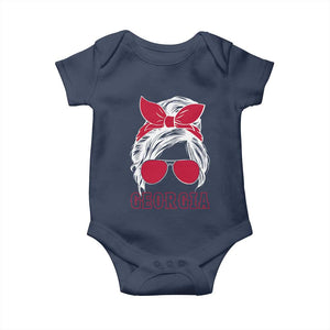 Georgia Lovers Baby Onesie Bulldogs Game Day Messy Bun TS10 Navy Print Your Wear