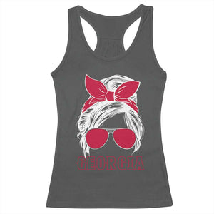 Georgia Lovers Racerback Tank Top Bulldogs Game Day Messy Bun TS10 Dark Heather Print Your Wear