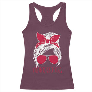Georgia Lovers Racerback Tank Top Bulldogs Game Day Messy Bun TS10 Maroon Print Your Wear