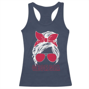 Georgia Lovers Racerback Tank Top Bulldogs Game Day Messy Bun TS10 Navy Print Your Wear