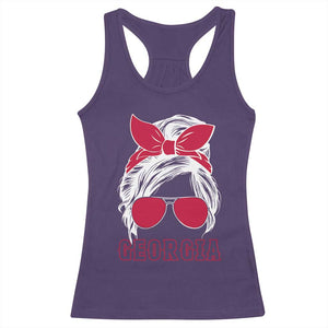 Georgia Lovers Racerback Tank Top Bulldogs Game Day Messy Bun TS10 Purple Print Your Wear
