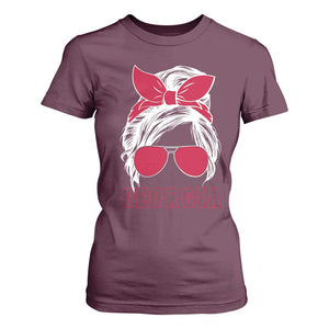 Georgia Lovers T Shirt For Women Bulldogs Game Day Messy Bun TS10 Maroon Print Your Wear