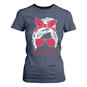Georgia Lovers T Shirt For Women Bulldogs Game Day Messy Bun TS10 Navy Print Your Wear