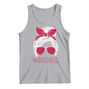 Georgia Lovers Tank Top Bulldogs Game Day Messy Bun TS10 Athletic Heather Print Your Wear