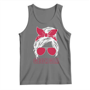 Georgia Lovers Tank Top Bulldogs Game Day Messy Bun TS10 Black Heather Print Your Wear