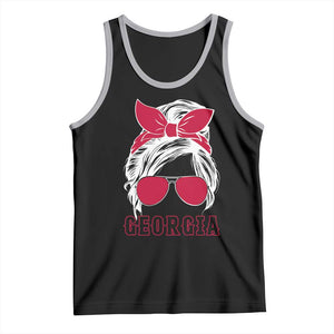 Georgia Lovers Tank Top Bulldogs Game Day Messy Bun TS10 Black Athletic Heather Print Your Wear
