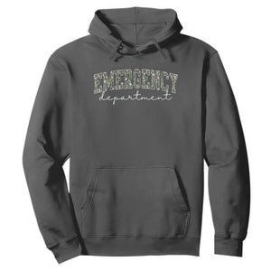 Floral Emergency Department Hoodie ER Nurse Gift TS10 Dark Heather Print Your Wear