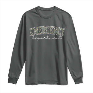 Floral Emergency Department Long Sleeve Shirt ER Nurse Gift TS10 Dark Heather Print Your Wear