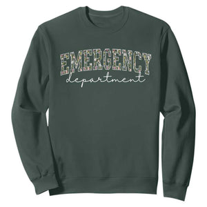 Floral Emergency Department Sweatshirt ER Nurse Gift TS10 Dark Forest Green Print Your Wear
