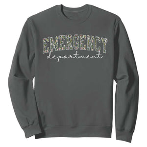 Floral Emergency Department Sweatshirt ER Nurse Gift TS10 Dark Heather Print Your Wear