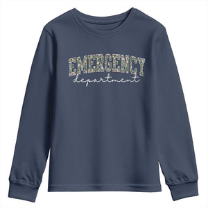Floral Emergency Department Youth Sweatshirt ER Nurse Gift TS10 Navy Print Your Wear