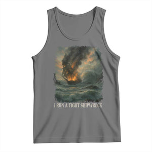 I Run a Tight Shipwreck Tank Top Homeschool Mama Cool Mom TS10 Black Heather Print Your Wear