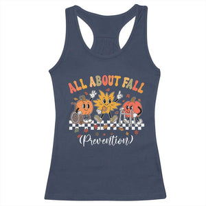 Fall Prevention Racerback Tank Top Autumn Thanksgiving Nurse PT OT TS10 Navy Print Your Wear