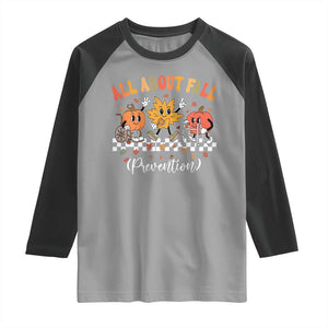 Fall Prevention Raglan Shirt Autumn Thanksgiving Nurse PT OT TS10 Sport Gray Black Print Your Wear