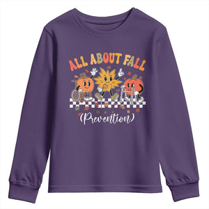 Fall Prevention Youth Sweatshirt Autumn Thanksgiving Nurse PT OT TS10 Purple Print Your Wear