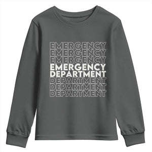 Emergency Department Youth Sweatshirt Retro ER Nurse Gift TS10 Dark Heather Print Your Wear
