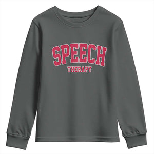 Retro Speech Therapy Youth Sweatshirt Special Education Therapist Teacher Appreciation TS10 Dark Heather Print Your Wear