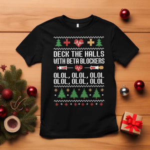 Funny Nurse Ugly Xmas T Shirt Deck The Hall With Beta Blockers TS10 Black Print Your Wear