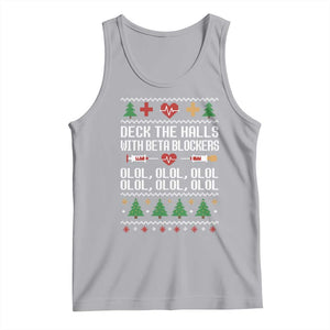 Funny Nurse Ugly Xmas Tank Top Deck The Hall With Beta Blockers TS10 Athletic Heather Print Your Wear