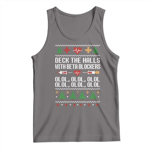 Funny Nurse Ugly Xmas Tank Top Deck The Hall With Beta Blockers TS10 Deep Heather Print Your Wear